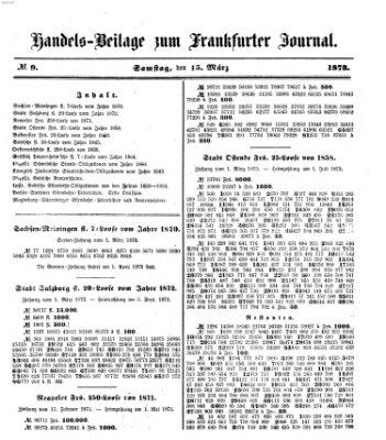 Frankfurter Journal. Handels-Beilage zum Frankfurter Journal (Frankfurter Journal) Samstag 15. März 1873