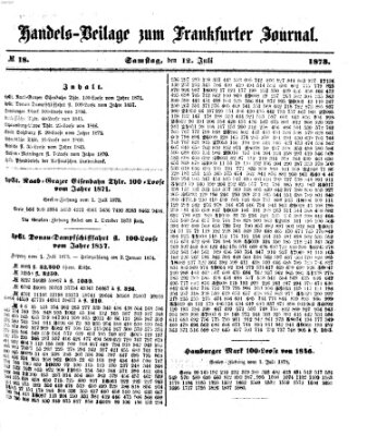 Frankfurter Journal. Handels-Beilage zum Frankfurter Journal (Frankfurter Journal) Samstag 12. Juli 1873