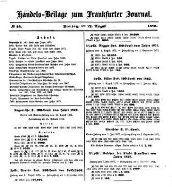 Frankfurter Journal. Handels-Beilage zum Frankfurter Journal (Frankfurter Journal) Freitag 22. August 1873