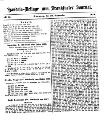 Frankfurter Journal. Handels-Beilage zum Frankfurter Journal (Frankfurter Journal) Samstag 22. November 1873