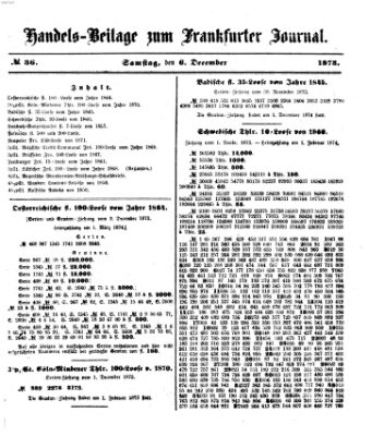 Frankfurter Journal. Handels-Beilage zum Frankfurter Journal (Frankfurter Journal) Samstag 6. Dezember 1873