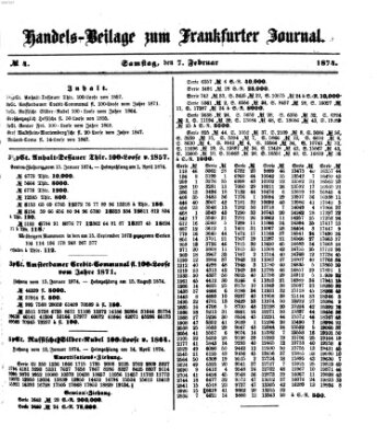 Frankfurter Journal. Handels-Beilage zum Frankfurter Journal (Frankfurter Journal) Samstag 7. Februar 1874