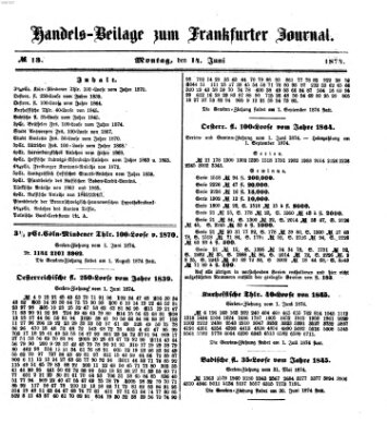 Frankfurter Journal. Handels-Beilage zum Frankfurter Journal (Frankfurter Journal) Sonntag 14. Juni 1874