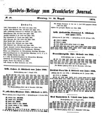 Frankfurter Journal. Handels-Beilage zum Frankfurter Journal (Frankfurter Journal) Montag 10. August 1874