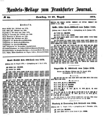 Frankfurter Journal. Handels-Beilage zum Frankfurter Journal (Frankfurter Journal) Samstag 29. August 1874