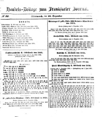 Frankfurter Journal. Handels-Beilage zum Frankfurter Journal (Frankfurter Journal) Mittwoch 23. Dezember 1874