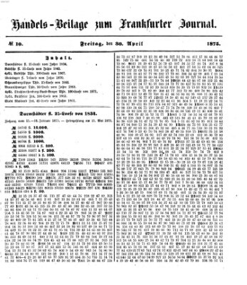 Frankfurter Journal. Handels-Beilage zum Frankfurter Journal (Frankfurter Journal) Freitag 30. April 1875