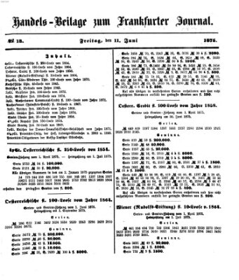 Frankfurter Journal. Handels-Beilage zum Frankfurter Journal (Frankfurter Journal) Freitag 11. Juni 1875