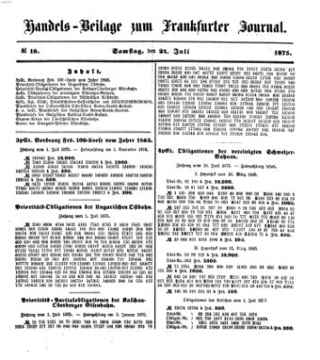 Frankfurter Journal. Handels-Beilage zum Frankfurter Journal (Frankfurter Journal) Samstag 24. Juli 1875