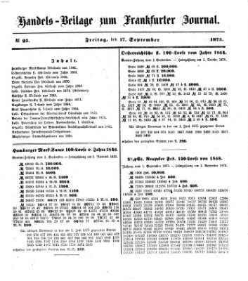 Frankfurter Journal. Handels-Beilage zum Frankfurter Journal (Frankfurter Journal) Freitag 17. September 1875