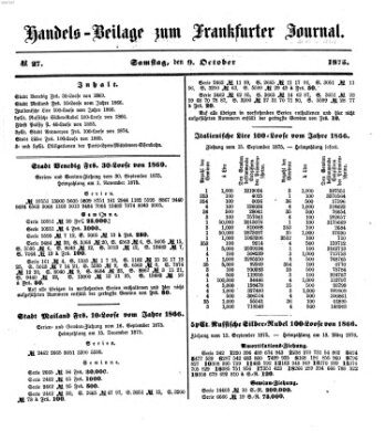 Frankfurter Journal. Handels-Beilage zum Frankfurter Journal (Frankfurter Journal) Samstag 9. Oktober 1875