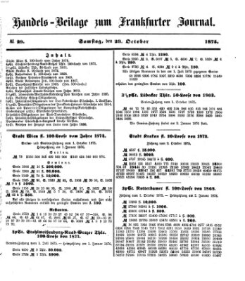 Frankfurter Journal. Handels-Beilage zum Frankfurter Journal (Frankfurter Journal) Samstag 23. Oktober 1875