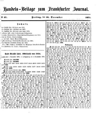 Frankfurter Journal. Handels-Beilage zum Frankfurter Journal (Frankfurter Journal) Freitag 24. Dezember 1875