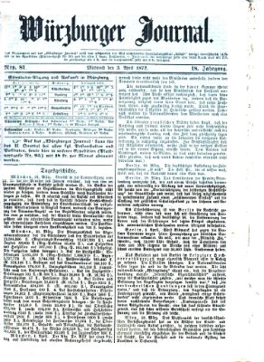 Würzburger Journal Mittwoch 3. April 1872