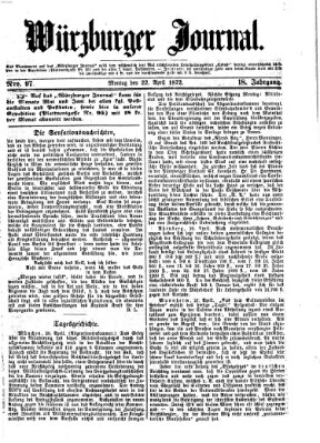 Würzburger Journal Montag 22. April 1872