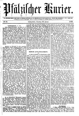 Pfälzischer Kurier Samstag 22. Januar 1870