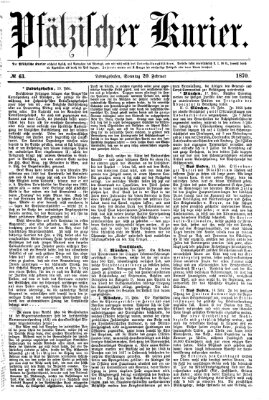 Pfälzischer Kurier Sonntag 20. Februar 1870