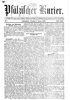 Pfälzischer Kurier Dienstag 2. Januar 1872