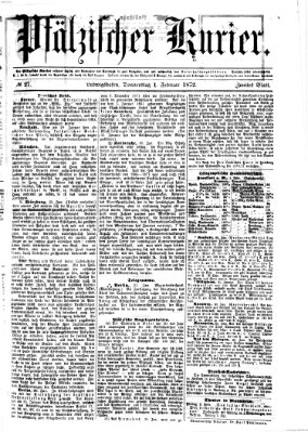 Pfälzischer Kurier Donnerstag 1. Februar 1872