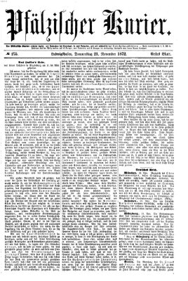 Pfälzischer Kurier Donnerstag 21. November 1872