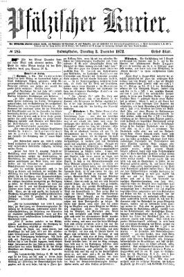 Pfälzischer Kurier Dienstag 3. Dezember 1872