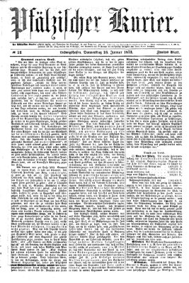 Pfälzischer Kurier Donnerstag 16. Januar 1873