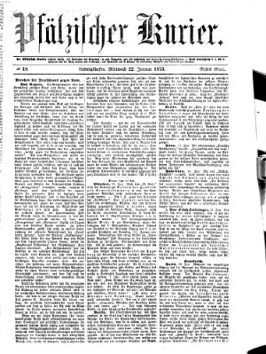 Pfälzischer Kurier Mittwoch 22. Januar 1873