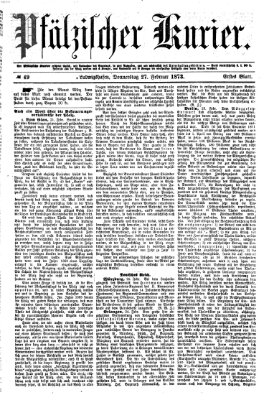 Pfälzischer Kurier Donnerstag 27. Februar 1873