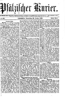 Pfälzischer Kurier Donnerstag 23. Oktober 1873