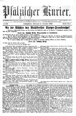 Pfälzischer Kurier Mittwoch 31. Dezember 1873