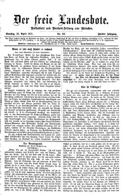 Der freie Landesbote Samstag 22. April 1871