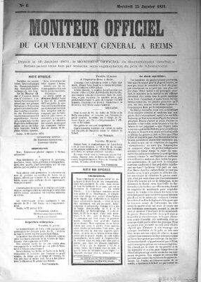 Moniteur officiel du Gouvernement Général à Reims Mittwoch 25. Januar 1871