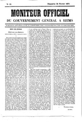 Moniteur officiel du Gouvernement Général à Reims Sonntag 26. Februar 1871