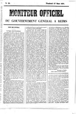 Moniteur officiel du Gouvernement Général à Reims Freitag 17. März 1871