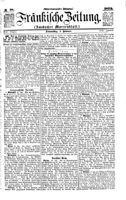 Fränkische Zeitung (Ansbacher Morgenblatt) Donnerstag 1. Februar 1872