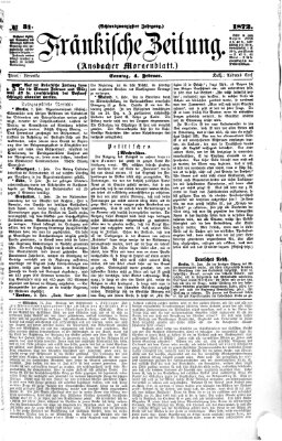 Fränkische Zeitung (Ansbacher Morgenblatt) Sonntag 4. Februar 1872