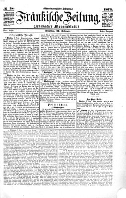 Fränkische Zeitung (Ansbacher Morgenblatt) Dienstag 13. Februar 1872