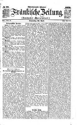 Fränkische Zeitung (Ansbacher Morgenblatt) Donnerstag 25. April 1872