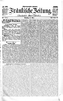 Fränkische Zeitung (Ansbacher Morgenblatt) Samstag 4. Mai 1872