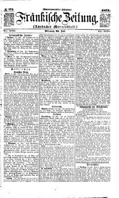 Fränkische Zeitung (Ansbacher Morgenblatt) Mittwoch 24. Juli 1872