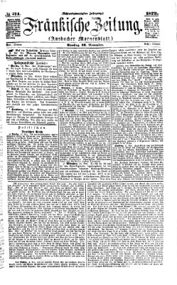 Fränkische Zeitung (Ansbacher Morgenblatt) Samstag 16. November 1872