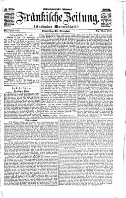 Fränkische Zeitung (Ansbacher Morgenblatt) Donnerstag 21. November 1872