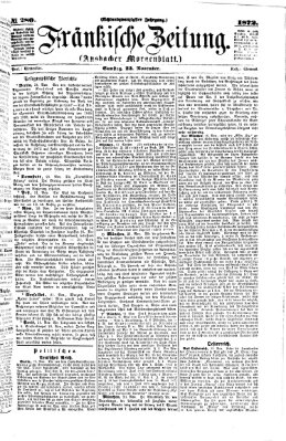 Fränkische Zeitung (Ansbacher Morgenblatt) Samstag 23. November 1872