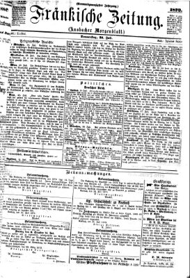 Fränkische Zeitung (Ansbacher Morgenblatt) Donnerstag 31. Juli 1873