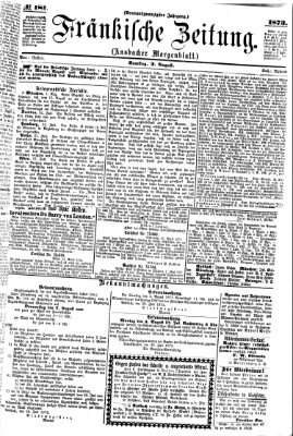 Fränkische Zeitung (Ansbacher Morgenblatt) Samstag 2. August 1873