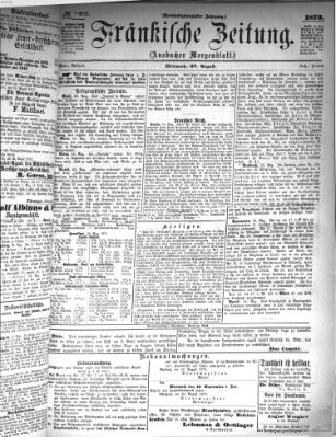 Fränkische Zeitung (Ansbacher Morgenblatt) Mittwoch 27. August 1873