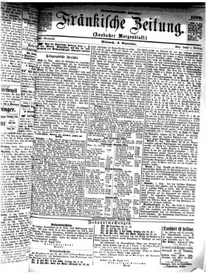 Fränkische Zeitung (Ansbacher Morgenblatt) Mittwoch 3. September 1873