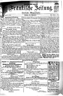 Fränkische Zeitung (Ansbacher Morgenblatt) Samstag 27. September 1873