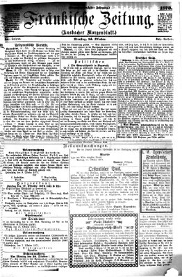 Fränkische Zeitung (Ansbacher Morgenblatt) Dienstag 14. Oktober 1873