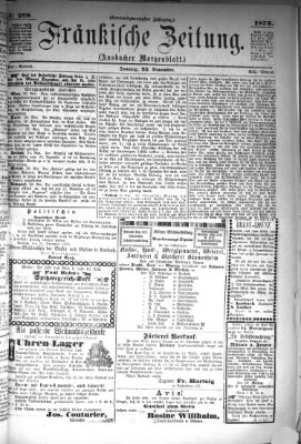 Fränkische Zeitung (Ansbacher Morgenblatt) Sonntag 23. November 1873